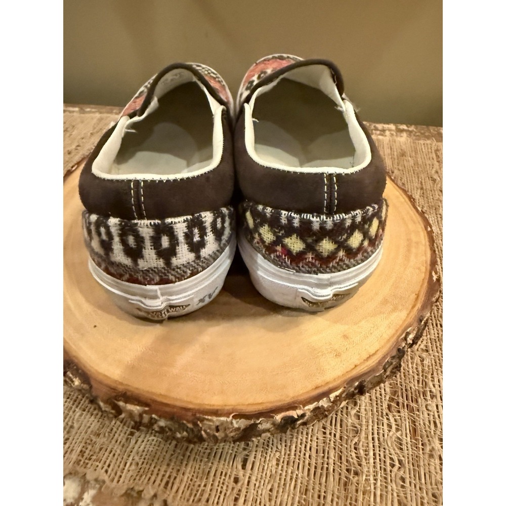 Vans Classic Slip On Fair Isle Brown Woven Textile Shoes Size Men 7 Women's 8.5 - Picture 9 of 13